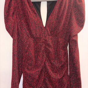 Lulu's Glamorous Red Long Sleeve Dress